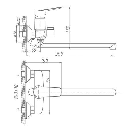 Смеситель для ванны Haiba HB22506, хром