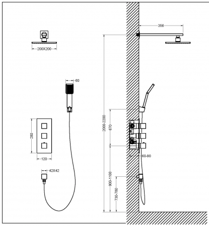 Душевая система Timo Tetra-Thermo SX-0179/00 с термостатом Хром