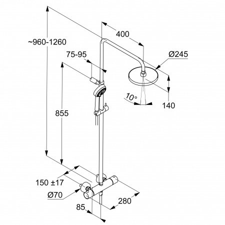 Душевая стойка Kludi Logo dual shower system 6808239-00 черный матовый