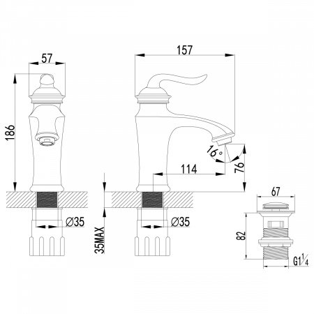 Смеситель для раковины Lemark Brava LM4706G золото