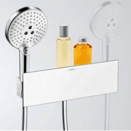 Шланговое подсоединение Hansgrohe Fixfit Porter 300 26456400 с полкой и держателями лейки Хром Белый