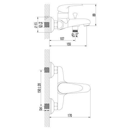 Смеситель для ванны с душем Lemark Pramen LM3302C хром