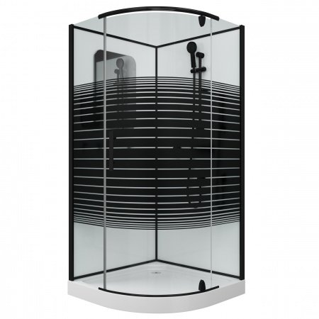 Душевая кабина Grossman GR270 100x100x205 профиль черный, стекло прозрачное с узором