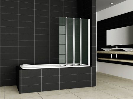 Шторка на ванну Cezares Pratico V-4 100x140 профиль Хром стекло прозрачное