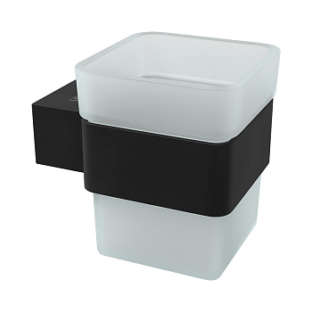 Стакан для зубных щёток Lemark SMOOTH LINE 9732014 с держателем, чёрный матовый
