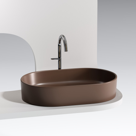 Раковина накладная 60см Ceramica Nova Element CN6048MDB коричневый матовый