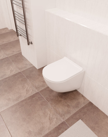 Унитаз подвесной безободковый AQUAme AQM2002 белый, с сиденьем микролифт