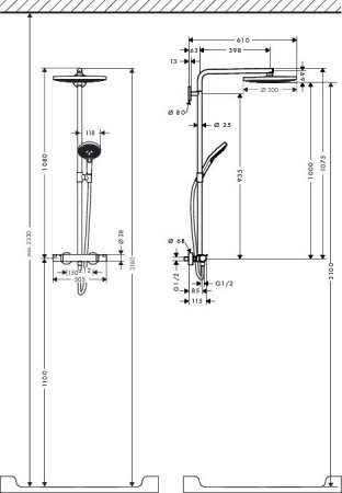 Душевая стойка Hansgrohe Raindance Select S 27133400 хром