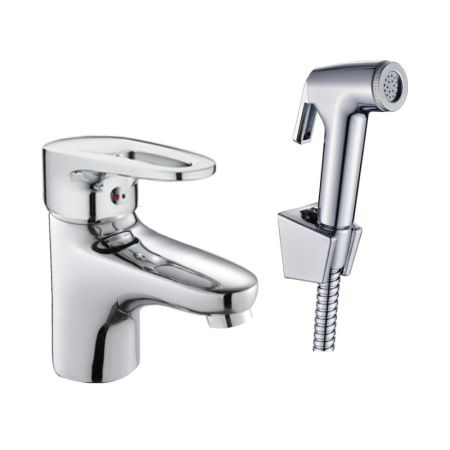 Смеситель для раковины с гигиеническим душем Haiba HB1268, хром