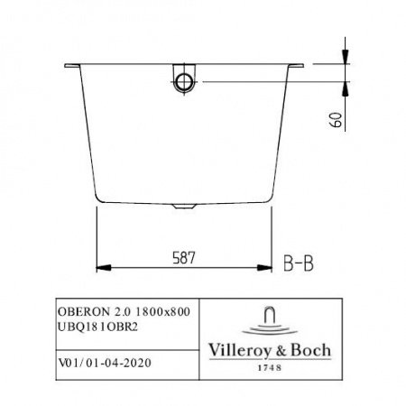 Квариловая ванна Villeroy & Boch Oberon 2.0 180x80 UBQ181OBR2DV-01 alpin
