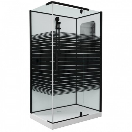 Душевая кабина Grossman GR272QR 80x120x205 профиль черный, стекло прозрачное с узором