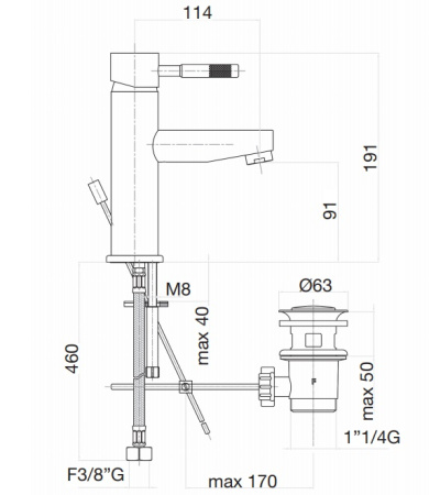 Смеситель для раковины Webert Rimini RI830102010, золото