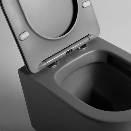 Унитаз подвесной безободковый Vincea Piatti VT1-11SMA антрацит матовый, с сиденьем микролифт