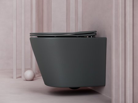 Унитаз подвесной безободковый Ceramica Nova Balearica CN6000MDH антрацит матовый