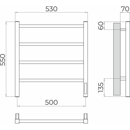 Полотенцесушитель электрический Terminus Ватикан П4 50х55