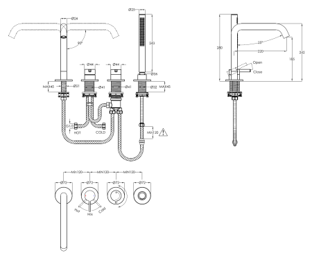 Смеситель на борт ванны Benesque Lumiere 11010102 брашированный никель
