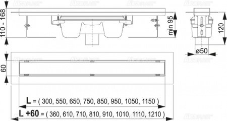 Душевой лоток AlcaPlast APZ1006-1050 с опорами