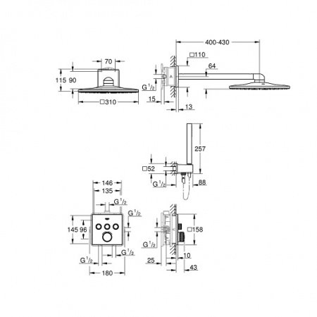 Встраиваемая душевая система Grohe Grohtherm SmartControl 34706000 хром