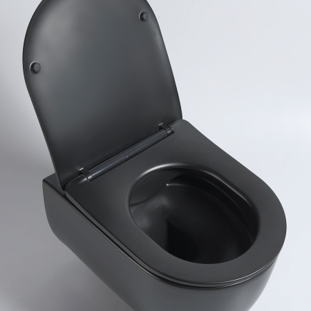Унитаз подвесной безободковый Vincea Evo VT1-34SMB черный матовый, с сиденьем микролифт