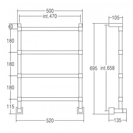Полотенцесушитель водяной Margaroli Panorama 7424704CRN 69.5х52 хром