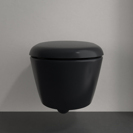 Унитаз подвесной безободковый Villeroy & Boch Antao 4674T0R7 черный матовый, с покрытием CeramicPlus, без сиденья