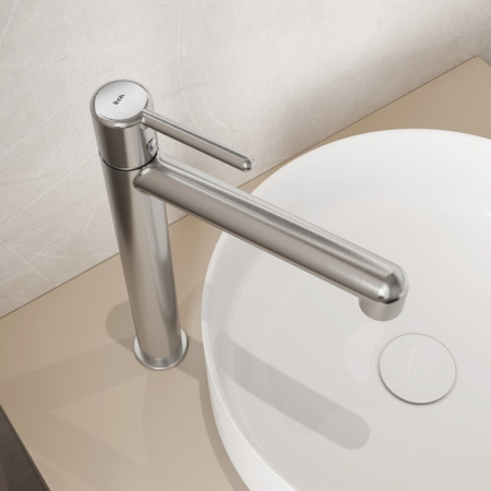 Cмеситель для настольного умывальника, хром матовый, Aiger, IDDIS AIGBC01i01