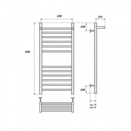 Полотенцесушитель электрический Point PN10148SPE П11 400x800 с полкой левый/правый, хром