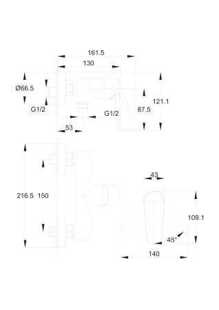 Смеситель для душа Cersanit MODUO 64099 хром