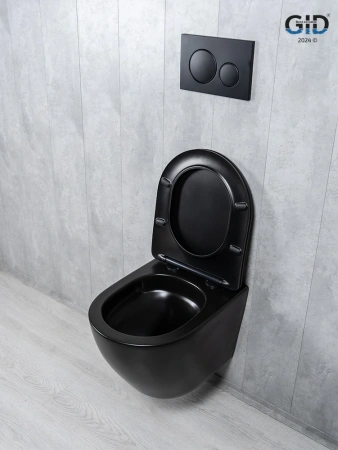 Унитаз подвесной безободковый GID Tr2122TF-Bm черный матовый, с сиденьем микролифт