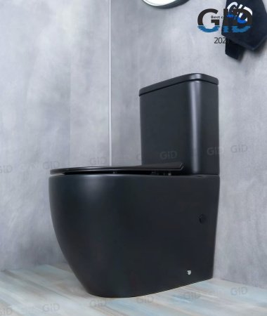 Унитаз напольный безободковый GID Tr2177BM с сиденьем микролифт, черный матовый