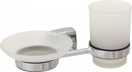 Стакан для зубных щеток с мыльницей Fixsen Kvadro FX-61306+08 Хром