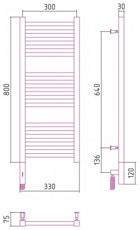 Полотенцесушитель электрический Сунержа Модус 3.0 80х30 белый, левый ТЭН