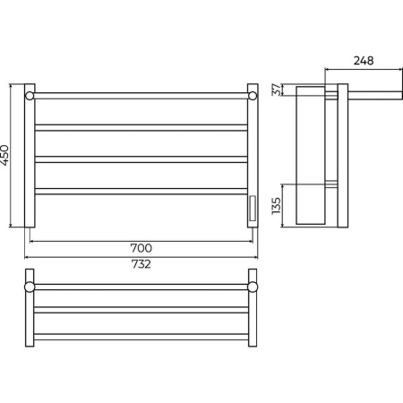 Полотенцесушитель водяной с полкой Terminus Аврора П4 70х45