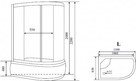 Душевая кабина Timo Standart T-1110 P L 110x85x220 профиль хром матовый, стекло прозрачное