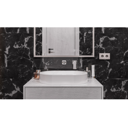 Умывальник WHITECROSS Malachite A 55x35 (белый глянец) иск. камень