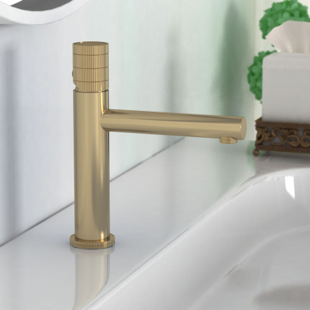 Смеситель для раковины Vincea Groove VBF-4G1BG4 золото матовое