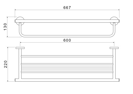 Полка для полотенец 60см Aquatek Оберон AQ4215MB черный матовый