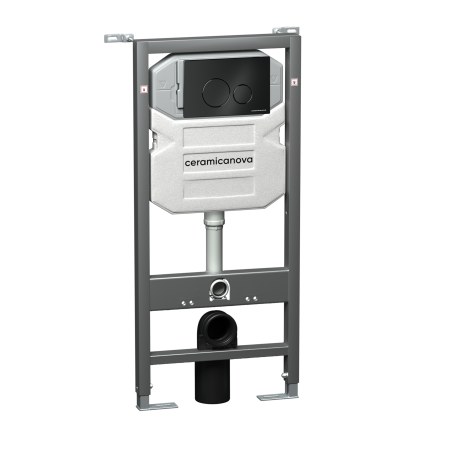 Система инсталляции для унитазов CERAMICA NOVA Envision CN1001B с кнопкой смыва Round цвет чёрный матовый и креплениями
