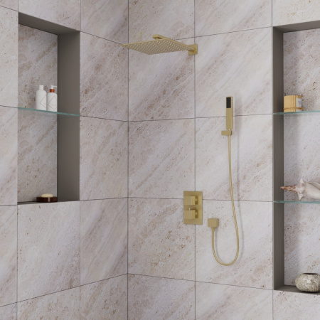 Душевая система встраиваемая с термостатом D&K Bayern.Liszt DA2515707A04, матовое золото