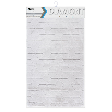 Коврик для ванной 1-ый Fixsen DIAMONT, FX-9050K, серый, 70х120 см