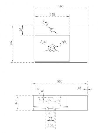 Раковина подвесная ABBER Stein AS2644 L белая матовая