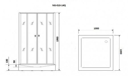Душевой угол Niagara NG- 010-14Q 100x100x195 профиль хром матовый, стекло матовое
