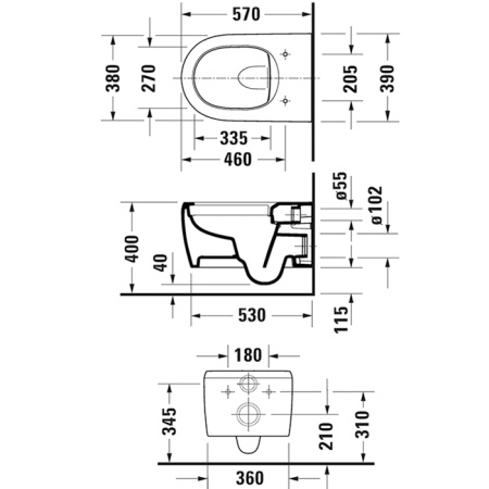 Унитаз подвесной безободковый Duravit Qatego 2556090000 белый, без сиденья