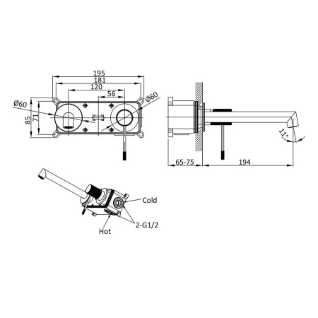 Смеситель для раковины Vincea Desire VBFW-1D1MB черный матовый