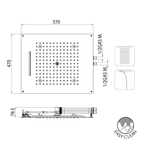 Верхний душ Bossini Dream H38930.030 хром