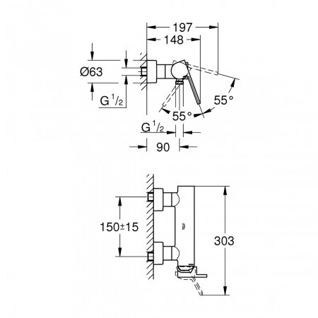 Смеситель для душа Grohe Plus 33577003 хром