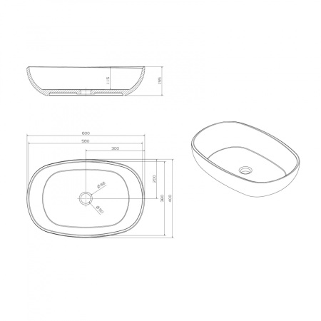 Раковина накладная прозрачная ABBER Kristall AT2805Rubin красная