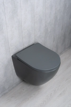 Унитаз подвесной безободковый GID Tr2122TF-Dgm темно-серый матовый, с сиденьем микролифт