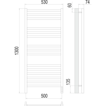Полотенцесушитель электрический Terminus Ното П15 50х130