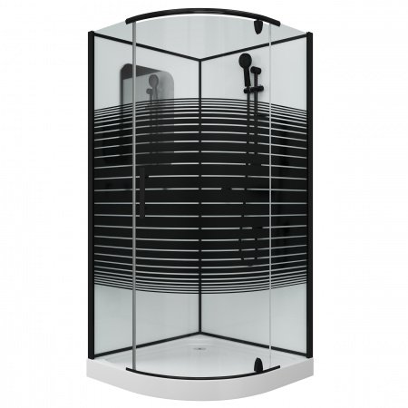 Душевая кабина Grossman GR270 100x100x205 профиль черный, стекло прозрачное с узором